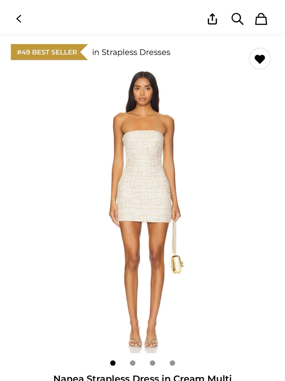 REVOLVE Strapless Tweed Mini Dress in Cream Multi